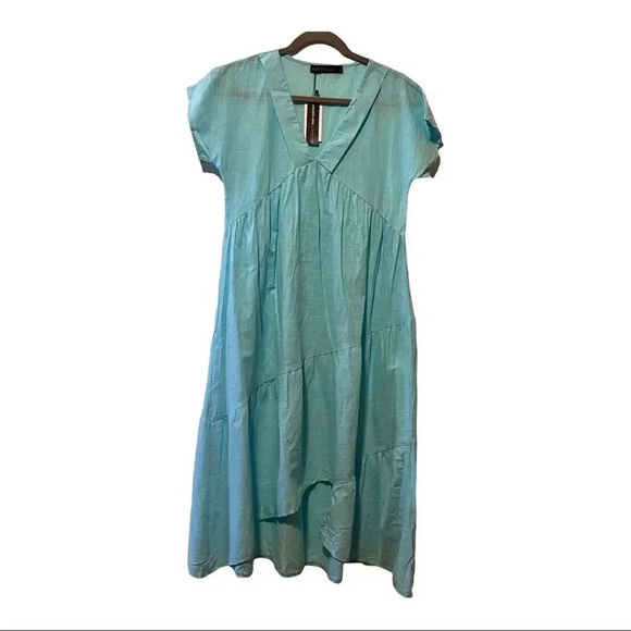 Zanzea Loose Long Dress Womens V-neck Short Sleeve Solid Casual Maxi Dresses. - Picture 4 of 9